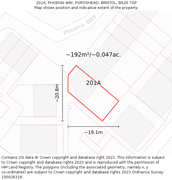 201A, PHOENIX WAY, PORTISHEAD, BRISTOL, BS20 7GP: Plot and title map