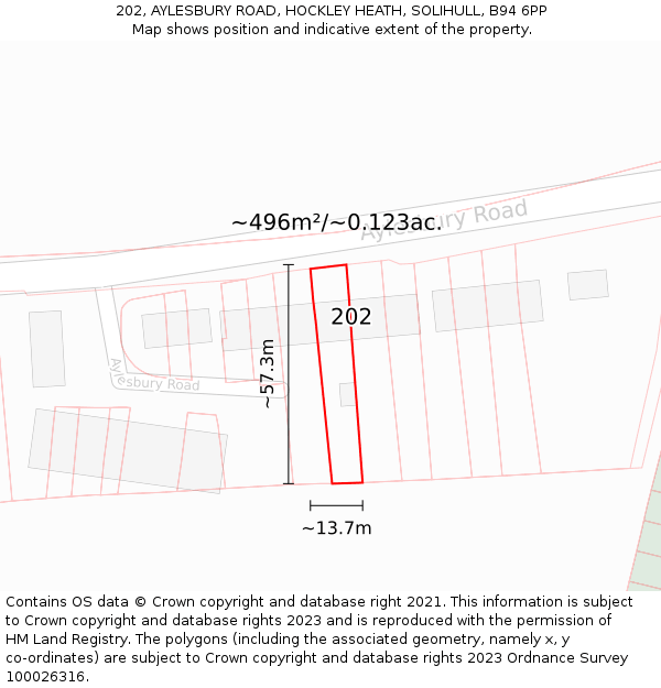 202, AYLESBURY ROAD, HOCKLEY HEATH, SOLIHULL, B94 6PP: Plot and title map