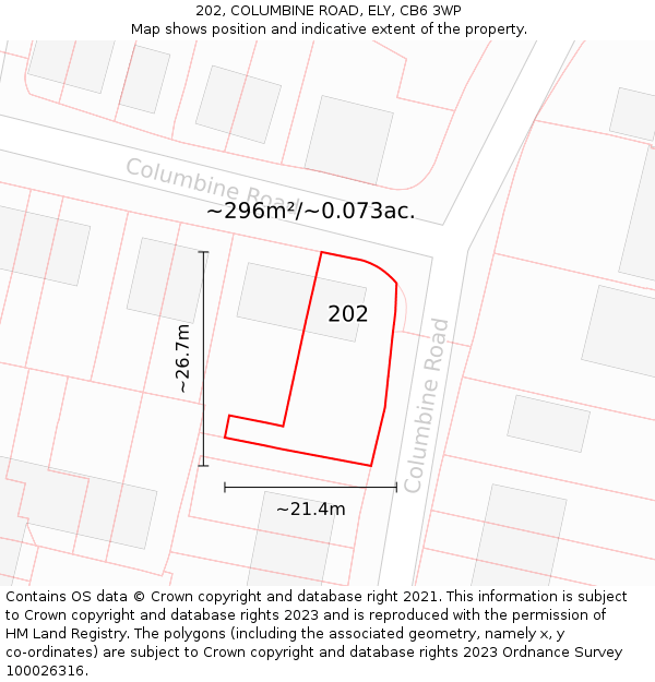 202, COLUMBINE ROAD, ELY, CB6 3WP: Plot and title map