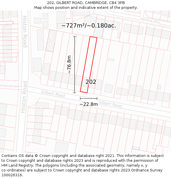 202, GILBERT ROAD, CAMBRIDGE, CB4 3PB: Plot and title map