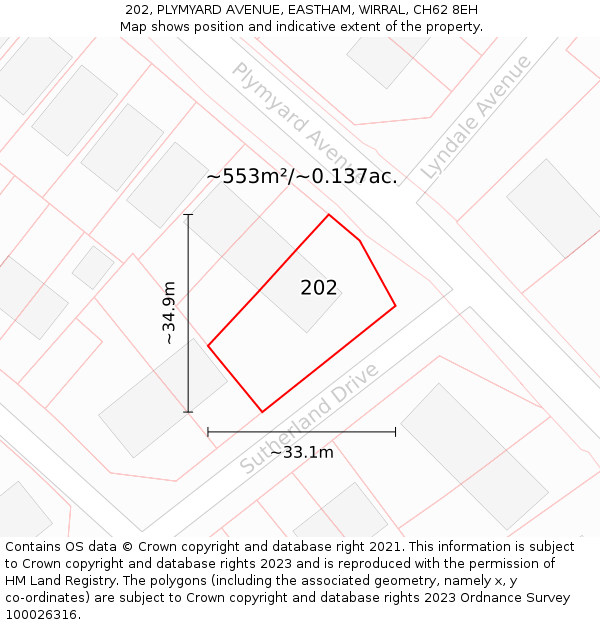 202, PLYMYARD AVENUE, EASTHAM, WIRRAL, CH62 8EH: Plot and title map