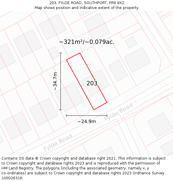 203, FYLDE ROAD, SOUTHPORT, PR9 9XZ: Plot and title map