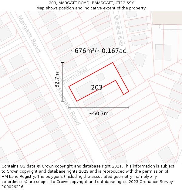 203, MARGATE ROAD, RAMSGATE, CT12 6SY: Plot and title map