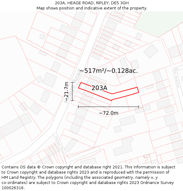 203A, HEAGE ROAD, RIPLEY, DE5 3GH: Plot and title map