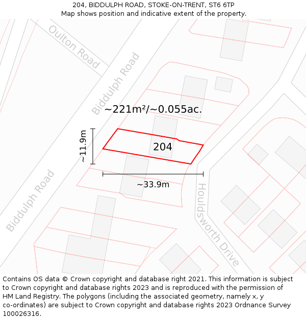 204, BIDDULPH ROAD, STOKE-ON-TRENT, ST6 6TP: Plot and title map