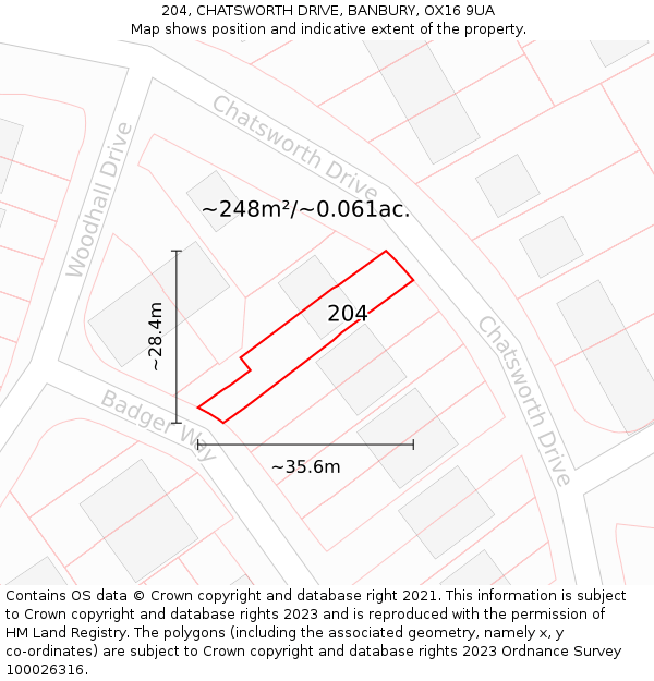 204, CHATSWORTH DRIVE, BANBURY, OX16 9UA: Plot and title map