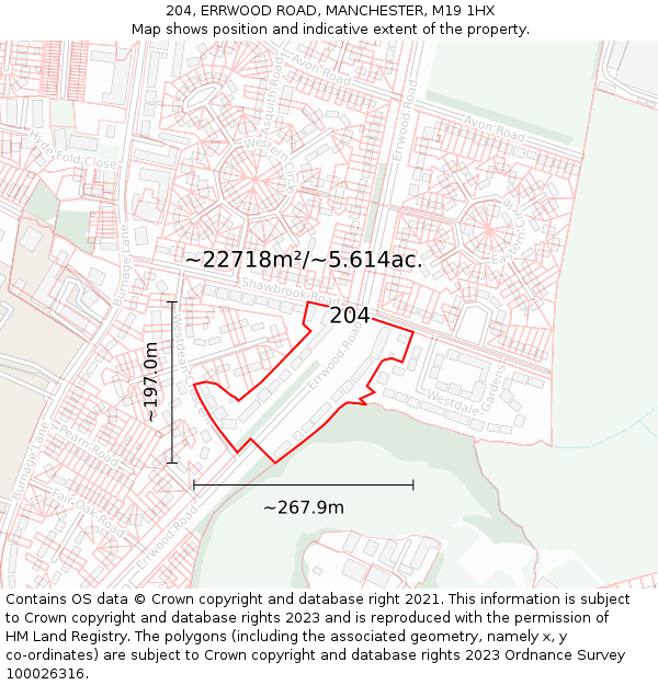 204, ERRWOOD ROAD, MANCHESTER, M19 1HX: Plot and title map