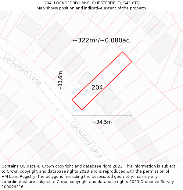 204, LOCKOFORD LANE, CHESTERFIELD, S41 0TQ: Plot and title map