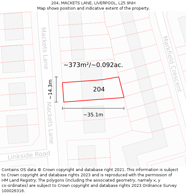 204, MACKETS LANE, LIVERPOOL, L25 9NH: Plot and title map