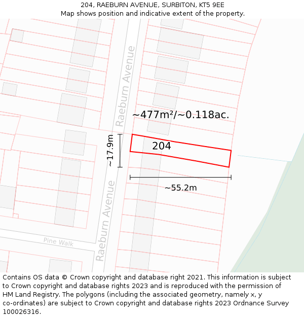 204, RAEBURN AVENUE, SURBITON, KT5 9EE: Plot and title map