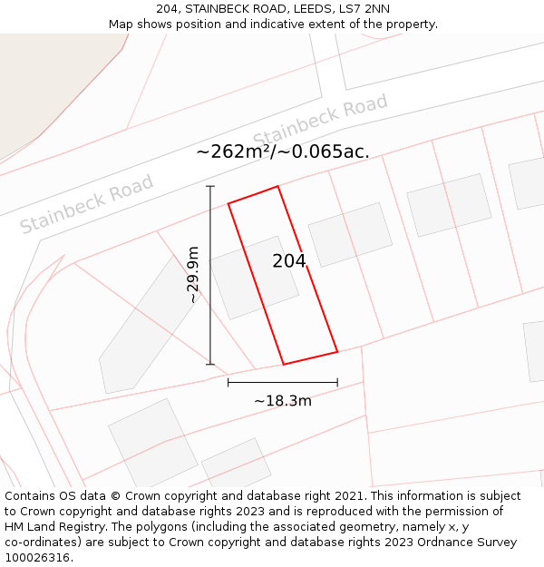 204, STAINBECK ROAD, LEEDS, LS7 2NN: Plot and title map