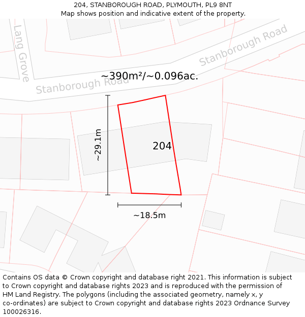 204, STANBOROUGH ROAD, PLYMOUTH, PL9 8NT: Plot and title map