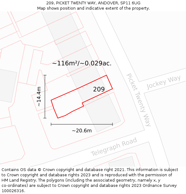 209, PICKET TWENTY WAY, ANDOVER, SP11 6UG: Plot and title map