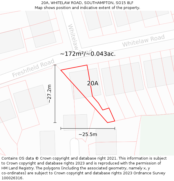 20A, WHITELAW ROAD, SOUTHAMPTON, SO15 8LF: Plot and title map