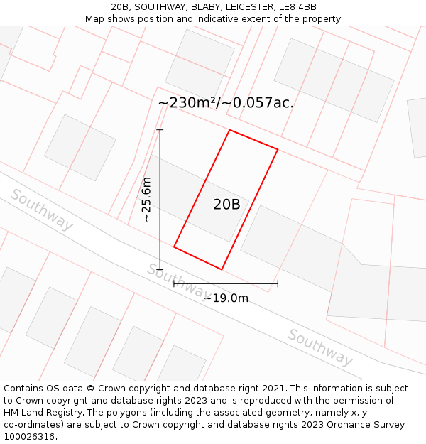 20B, SOUTHWAY, BLABY, LEICESTER, LE8 4BB: Plot and title map