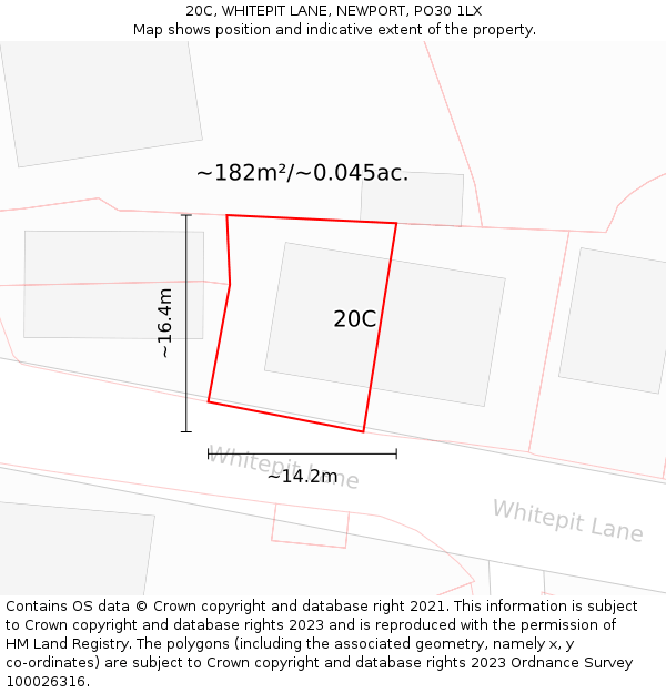 20C, WHITEPIT LANE, NEWPORT, PO30 1LX: Plot and title map