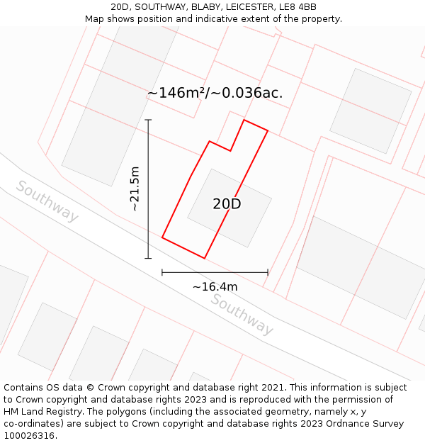 20D, SOUTHWAY, BLABY, LEICESTER, LE8 4BB: Plot and title map