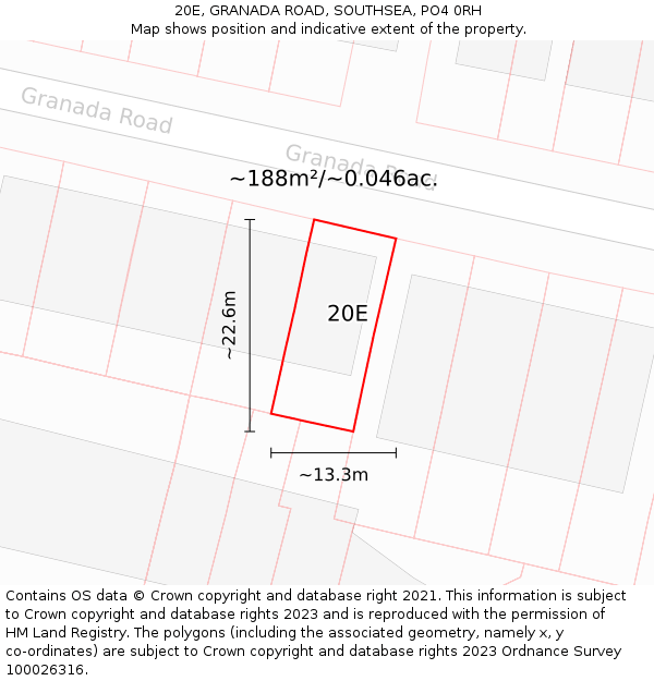 20E, GRANADA ROAD, SOUTHSEA, PO4 0RH: Plot and title map