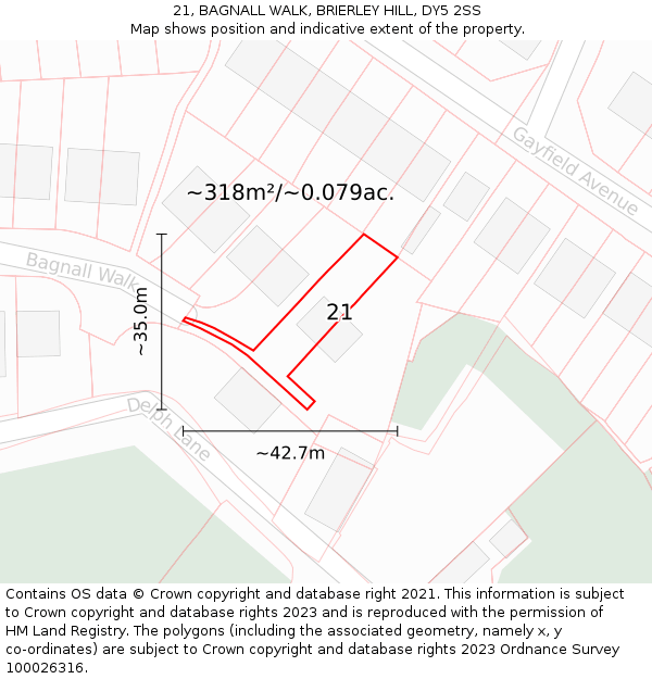 21, BAGNALL WALK, BRIERLEY HILL, DY5 2SS: Plot and title map