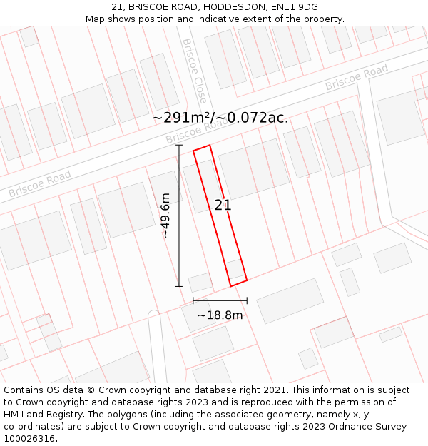 21, BRISCOE ROAD, HODDESDON, EN11 9DG: Plot and title map