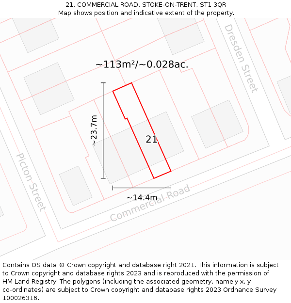 21, COMMERCIAL ROAD, STOKE-ON-TRENT, ST1 3QR: Plot and title map