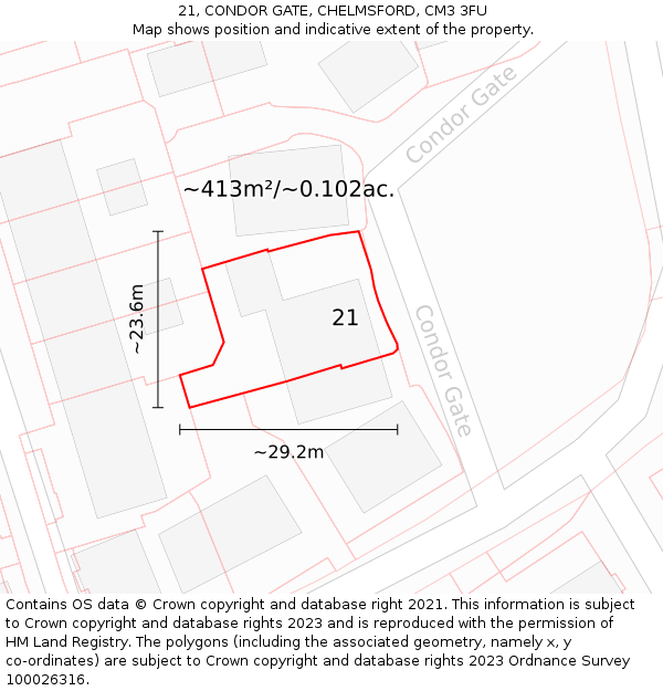 21, CONDOR GATE, CHELMSFORD, CM3 3FU: Plot and title map