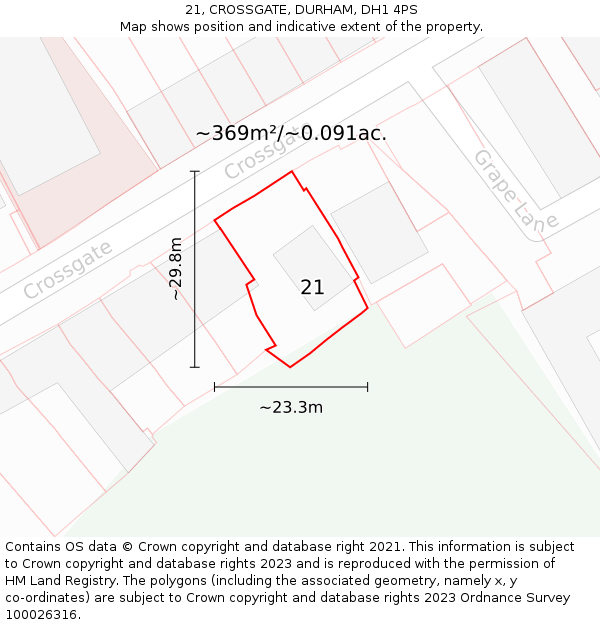 21, CROSSGATE, DURHAM, DH1 4PS: Plot and title map