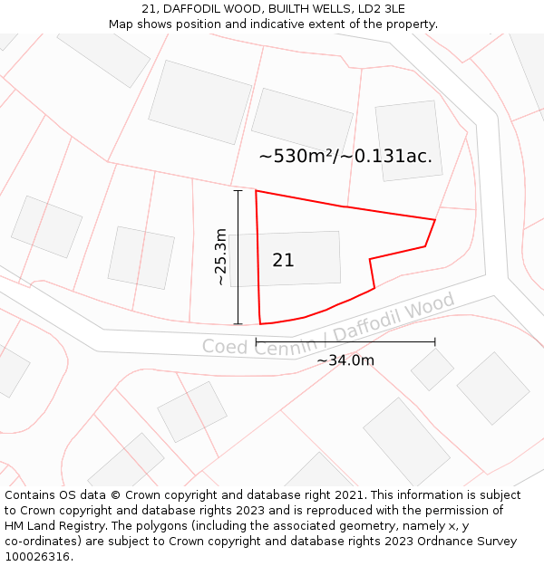 21, DAFFODIL WOOD, BUILTH WELLS, LD2 3LE: Plot and title map