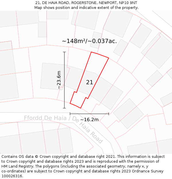 21, DE HAIA ROAD, ROGERSTONE, NEWPORT, NP10 9NT: Plot and title map