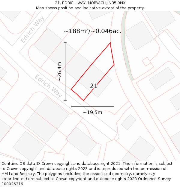 21, EDRICH WAY, NORWICH, NR5 9NX: Plot and title map
