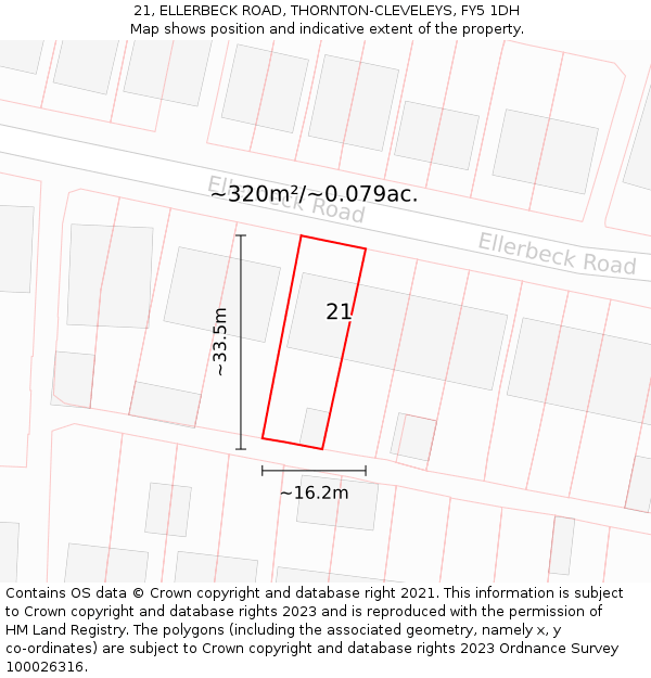 21, ELLERBECK ROAD, THORNTON-CLEVELEYS, FY5 1DH: Plot and title map