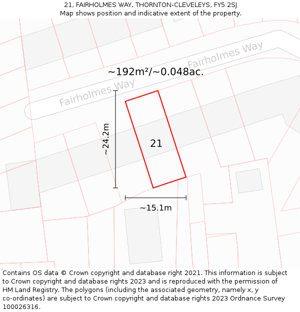 21, FAIRHOLMES WAY, THORNTON-CLEVELEYS, FY5 2SJ: Plot and title map