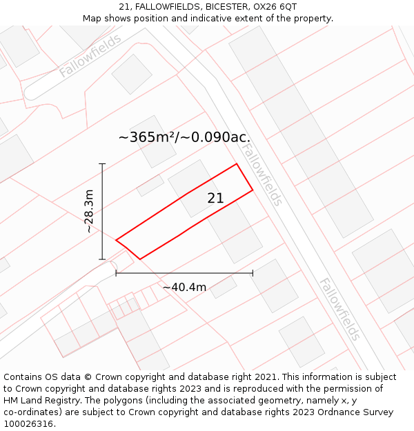 21, FALLOWFIELDS, BICESTER, OX26 6QT: Plot and title map