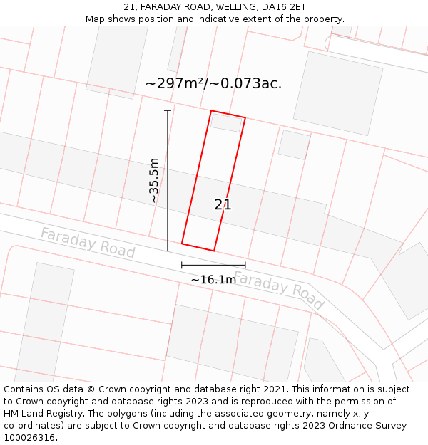 21, FARADAY ROAD, WELLING, DA16 2ET: Plot and title map