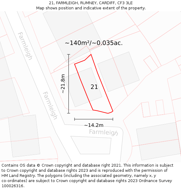 21, FARMLEIGH, RUMNEY, CARDIFF, CF3 3LE: Plot and title map