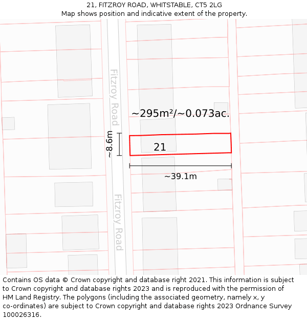 21, FITZROY ROAD, WHITSTABLE, CT5 2LG: Plot and title map