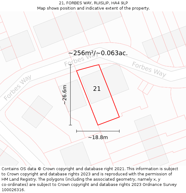 21, FORBES WAY, RUISLIP, HA4 9LP: Plot and title map