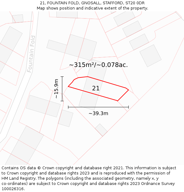 21, FOUNTAIN FOLD, GNOSALL, STAFFORD, ST20 0DR: Plot and title map