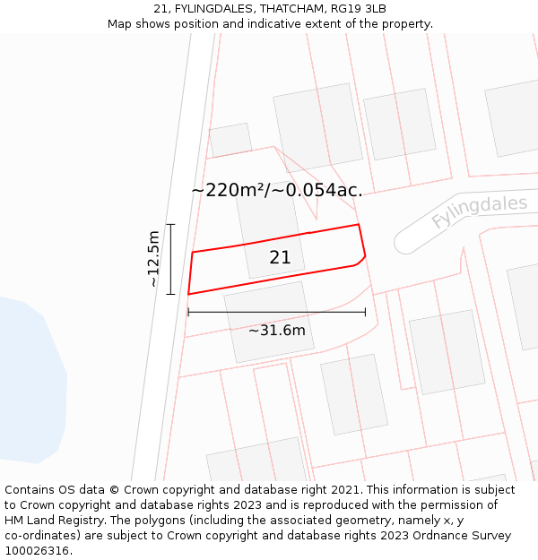 21, FYLINGDALES, THATCHAM, RG19 3LB: Plot and title map