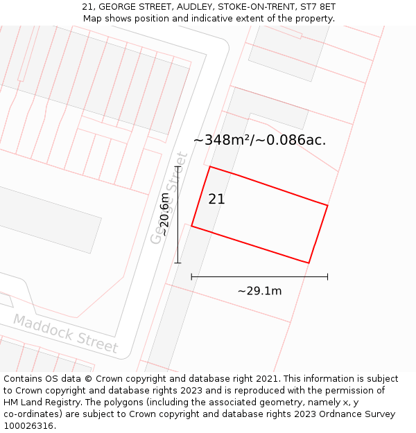 21, GEORGE STREET, AUDLEY, STOKE-ON-TRENT, ST7 8ET: Plot and title map