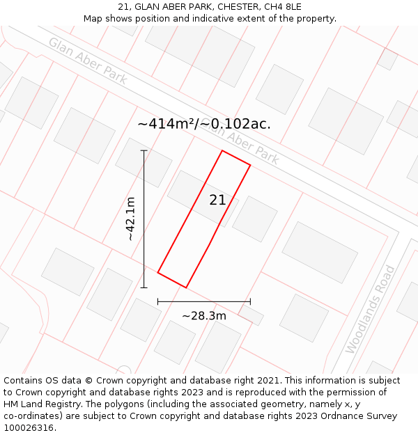 21, GLAN ABER PARK, CHESTER, CH4 8LE: Plot and title map