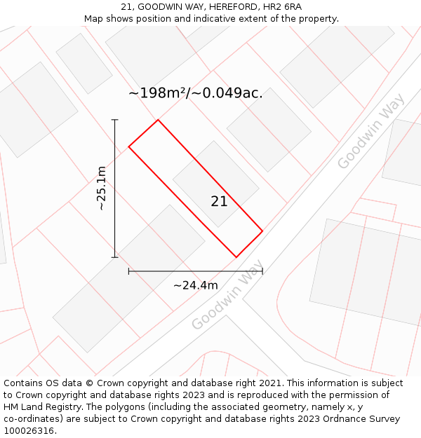 21, GOODWIN WAY, HEREFORD, HR2 6RA: Plot and title map