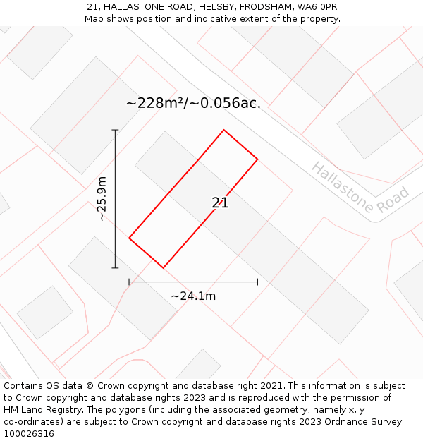 21, HALLASTONE ROAD, HELSBY, FRODSHAM, WA6 0PR: Plot and title map