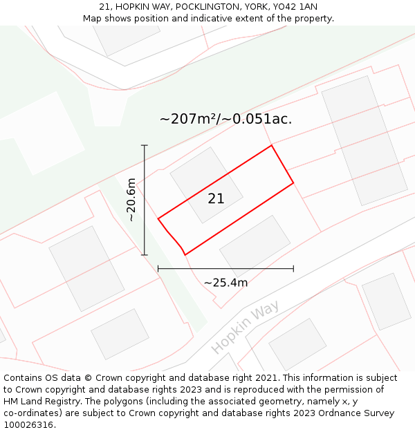 21, HOPKIN WAY, POCKLINGTON, YORK, YO42 1AN: Plot and title map