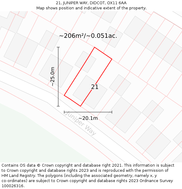 21, JUNIPER WAY, DIDCOT, OX11 6AA: Plot and title map