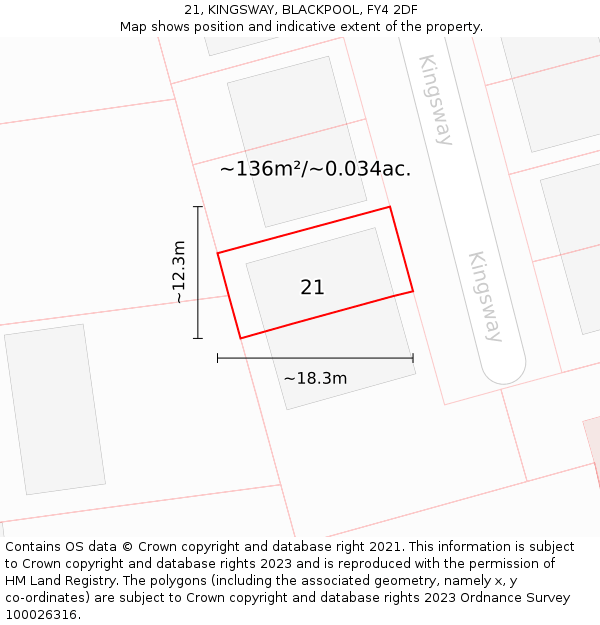 21, KINGSWAY, BLACKPOOL, FY4 2DF: Plot and title map