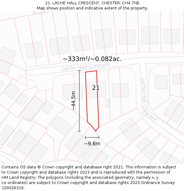 21, LACHE HALL CRESCENT, CHESTER, CH4 7NE: Plot and title map