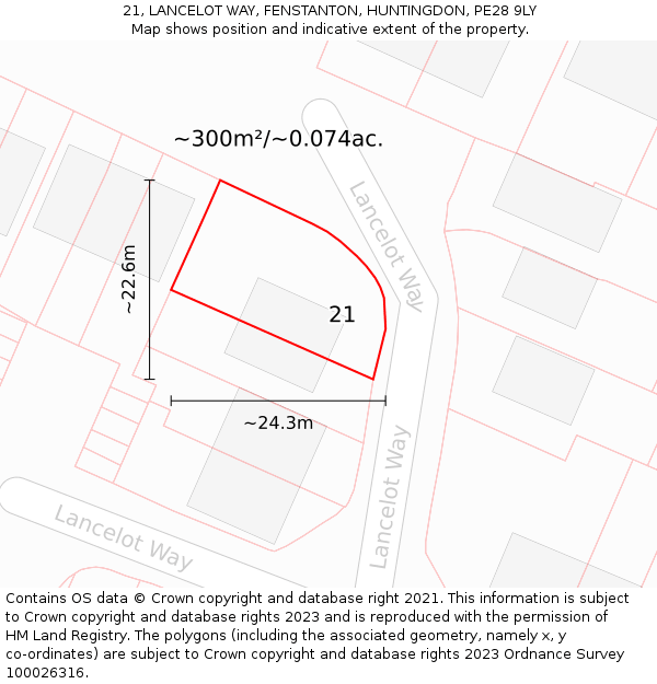 21, LANCELOT WAY, FENSTANTON, HUNTINGDON, PE28 9LY: Plot and title map