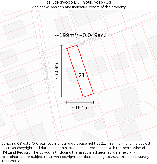 21, LONGWOOD LINK, YORK, YO30 4UG: Plot and title map