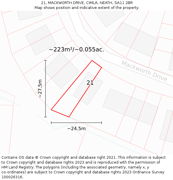 21, MACKWORTH DRIVE, CIMLA, NEATH, SA11 2BR: Plot and title map